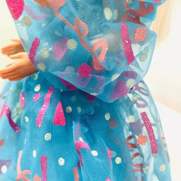 MATTEL BARBIE Doll Blonde Hair Blue Eyes Celebration Dress 12" Tall Free Ship - Picture 9 of 11